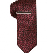 Steer away from standard stripes toward the updated pattern of this Alfani RED patterned tie.