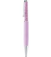 The write touch. Swarovski's pen, with silver-tone and purple details, is filled with light amethyst-colored crystals for a sparkling statement. Item comes packaged in a velvet pouch. Black ink. Approximate size: 5-3/5 x 4/10 inches.