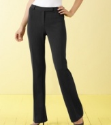 A slimming tummy panel lends a flattering silhouette to Charter Club's petite work-perfect pants.