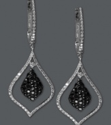 Make a splash! Sparkling teardrops made from round-cut white diamonds (3/8 ct. t.w.) and black diamonds (3/4 ct. t.w.) make a show-stopping statement on these EFFY Collection earrings. Crafted in 14k white gold. Approximate drop length: 1-1/2 inches. Approximate drop width: 5/8 inch.