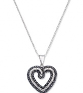 All that matters is the heart. Victoria Townsend's pretty heart necklace features round-cut black diamonds (1/5 ct. t.w.) and white diamond accents in sterling silver. Approximate length: 18 inches. Approximate drop: 1 inch.