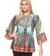 Infused with boho-chic, this global-inspired Calvin Klein top is perfect for an exotic spring look!