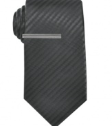 Subtle stripes make a solid statement on this silk tie from Alfani.