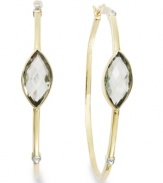 Classic hoops with a little extra shimmer and shine. Victoria Townsend's stunning style incorporates marquise-cut green quartz (5 ct. t.w.) and sparkling diamond accents. Set in 18k gold over sterling silver. Approximate diameter: 2 inches.