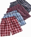 A plethora of plaid. He'll have a hard time choosing which pair to wear from Greendog's essential 4-pack.