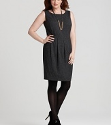 Pleats lend a smart touch to this DKNYC sleeveless dress--a sophisticated choice for seasonal chic.