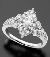 A ring to symbolize lasting love. 14k white gold engagement ring featuring marquise-cut diamond  (1-1/4 ct. t.w.).