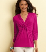 Irresistible style at an amazing everyday price: Charter Club's stretch cotton top with a flattering crossover neckline.