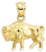 Perfect for the Buffalo Bills fan - this diamond-cut buffalo charm adds a perfect touch to any charm bracelet or necklace. Crafted in 14k gold. Chain not included. Approximate length: 3/4 inch. Approximate width: 3/5 inch.