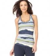 Nike's striped, racerback tank is an essential piece for your workout wardrobe! The slim fit and built-in shelf bra add extra support for your run or yoga routine.