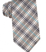 Pick up the pace of dress-to-impress style with this Perry Ellis plaid silk tie.