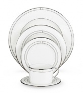 Leave it to kate spade to improve the traditional china pattern. Reminiscent of seed pearls, her signature monogram lends a lustrous accent to the Noel Alabaster saucer.