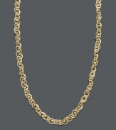 A simple gold chain to add a hint of sophistication. This elegant necklace features intricate interlocking links set in 14k gold. Spring ring clasp. Approximate length: 18 inches.