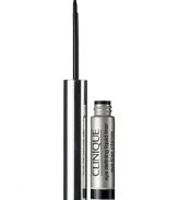 Draws a dramatic line in one fluid stroke. Fast-drying liquid liner flows on with ease for intense, precise colour. Water-resistant formula stays comfortable, wears long and true. Suitable for contact lens wearers. Ophthalmologist Tested.