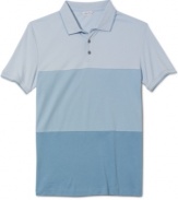 Style in stages. This varied colorblocked polo from Calvin Klein is solid bet for style this summer.