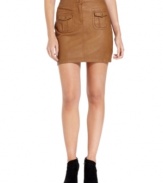 Add punch to your fall ensembles with this faux-leather mini skirt from Studio M. Easy to picture with chic booties! (Clearance)