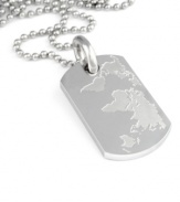 You're world-class and you know it. Stainless steel dog tag by Simmons Jewelry Co. features laser-engraved world map and ball chain. Approximate length: 30 inches. Approximate drop: 2 inches.