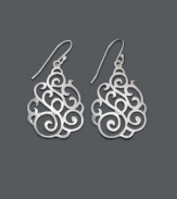 Decorate your lobes with divine design. These intricate, scrolling earrings feature a filigree style pattern set in sterling silver. Approximate drop: 1 inch.