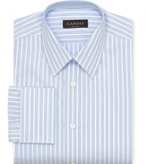 Canali Fine Stripe Satin Textured Dress Shirt - Slim Fit, Barrel Cuff