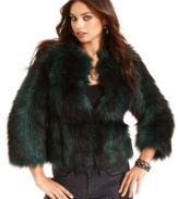 This season is all about the statement coat! This faux-fur GUESS number takes center stage for glam fall style -- perfect for a chic going-out look!