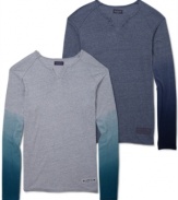 Plug these energetic split neck shirts from Guess into your wardrobe for some great layered looks.