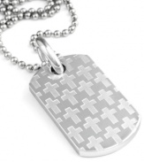 Russell Simmons' laser-engraved logo and sparkling diamond accents make dog tags super-chic. Crafted of stainless steel. Ball chain measures 30 inches.