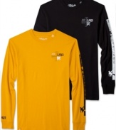 They'll see you wear LRG from the front, back, and both sides: Long-sleeved Splitter tee with multiple logo graphics.