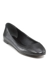 It doesn't get more classic than this--this iconic leather ballet flat is a surefire staple in timeless black or camel. From Vera Wang Lavender Label.