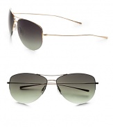 Timeless staple featuring a coveted lens shape that adds vintage-inspired style to any look. Available in gold with olive gradient lens or silver with purple gradient lens. 100% UV protectionImported