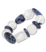 The magic and mystery of Brasil comes together on this stunning Avalonia Road bracelet. Stones from Brasil include sodalite (31 ct. t.w.), crystal (35 ct. t.w.) and quartz (18 ct. t.w.). Bracelet stretches to fit wrist. Approximate diameter: 3 inches. Approximate length: 6 inches.