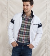 Summer breeze a little too much? Layer up with this nautical-inspired windbreaker from Tommy Hilfiger.