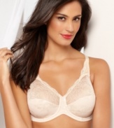 Create a naturally beautiful silhouette. The 2-section cups of this lace bra by Lilyette provide a custom fit for your figure. Style #0433