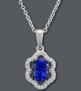 Regal resplendence. The stunning curves on Le Vian's unique pendant necklace shine with the addition of oval-cut tanzanite (5/8 ct. t.w.) and round-cut diamonds (1/10 ct. t.w.). Crafted in 14k white gold. Approximate length: 18 inches. Approximate drop: 1/2 inch.