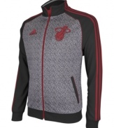 Pay tribute to the Miami Heat wearing their colors in this static jacket by adidas.