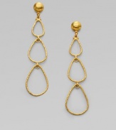 From the Geo Collection. Destined to be a classic, three hammered teardrops of 24k gold elegantly dangle.24k gold length, about 3 Post back Imported