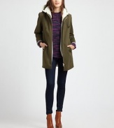 Cleverly designed parka has plush faux shearling trim and an attached hood for cool days ahead. Faux shearling-trim hoodLong sleevesFront zipperZippered slash pocketsAbout 30 from shoulder to hemBody: CottonFaux shearling liningDry cleanImported of Italian fabricModel shown is 5'10 (177cm) wearing US size Small.