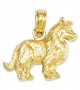 Honor your favorite breed. This shiny charm features an intricately-carved collie dog in 14k gold. Chain not included. Approximate length: 3/5 inch. Approximate width: 7/10 inch.