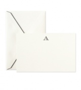 Add a personal touch. Crisp white correspondence cards are hand-engraved with a single initial to match a charcoal-lined envelope in this classic stationary set from Crane. (Clearance)