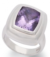 Cushion-cut and totally chic! This glamorous gemstone ring features a cushion-cut amethyst (4-3/4 ct. t.w.) set in sterling silver. Size 7.