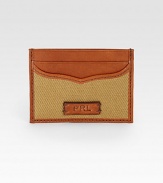 Ideal for those who prefer to travel light, this leather-trimmed canvas card case provides sleek storage for essential cards and bills.Zip closureRectangular silhouette with single-needle stitching around the perimeterCurved pocket-shaped detail inspired by a vintage fishing bagPRL-embossed logo patch accents the exteriorCanvas4W x 3HImported