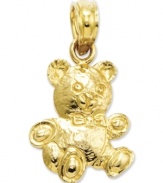 The best hugs are bear hugs. This sweet teddy bear charm is crafted in textured 14k gold with a 2D design. Chain not included. Approximate length: 7/10 inch. Approximate width: 2/5 inch.