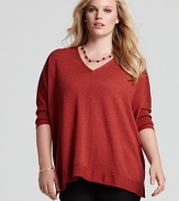 Warm wool fashions the relaxed silhouette of this Eileen Fisher boxy sweater, creating the perfect silhouette to drape over ponte leggings and midi skirts.