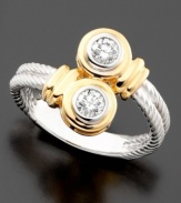 A lovely embrace with two beautiful round-cut diamonds (1/3 ct. t.w.) set in 14k yellow and white gold.