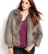 Go for a statement coat this season! This faux-fur GUESS coat adds instant glam to your cold-weather look for super chic style!