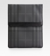 Protect your investment in a stylish manner with this signature smoked check pattern cover sleeve.Flap, snap button closurePVC/Cotton8½ x 11Made in Italy