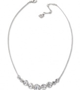 Fall in love. Reveal your romantic side with Swarovski's striking Nouba Necklace. Set in silver tone mixed metal with heart-shaped clear crystals. Approximate length: 14-1/8 inches + 2-inch extender. Approximate drop length: 3/8 inch. Approximate drop width: 2 inches.