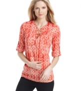 Add safari style to your springtime wardrobe with this MICHAEL Michael Kors global-inspired printed top!