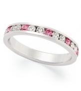 Traditions beautiful stacking ring is perfect when paired with other slim rings, but makes a pretty sparkling statement all its own. Crafted in sterling silver, a thin band features a round-cut gradation of light and dark pink crystals with Swarovski elements. Size 5-10.