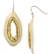 Statement earrings are a key finish this season. In 14K gold with coal resin details, this pair of drops from Alexis Bittar perfects on trend accessorizing.