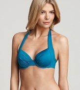 Full coverage halter swim top with underwire support from Tommy Bahama.